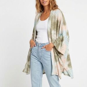 Cherish Cardigan Sweater Womens Multicolor Tie Dye Knitted Open Front Pullover